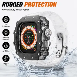 Rugged Carbon Fiber Replacement Band for 49mm iWatch, Protective Ultra Strap with Durable Fluoro Rubber Design