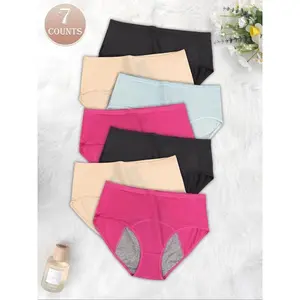 Women's Solid Color High Waist Period Panty, Breathable Comfortable Period Knicker for Daily Wear, Women's Underwear for All Seasons, Womenswear