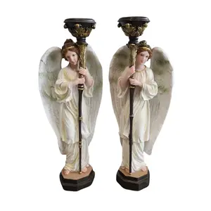 Angel Custodio Set 12"-24" Inches Tall Estatua Para Poner Vela Chica Guardian Angel  Set of 2 Religious Decor Angel de la Guarda para Altar
