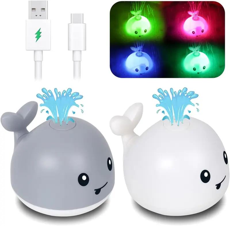 Baby Bath Toys, Toddler Bath Toys for Kids Ages 1-3, Light Up Whale Bath Toy Sprinkler, Pool Water Table Infant Baby Toys 6-12-18 Months, Bathtub Fountain Toy, Toddler 1st Birthday 1 2 3 Gifts