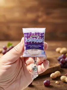 PB Sandwich Bag Badge Reel for Hospital Staff Nurses Retractable Interchangeable Fun Badge Reels in High-Quality Acrylic