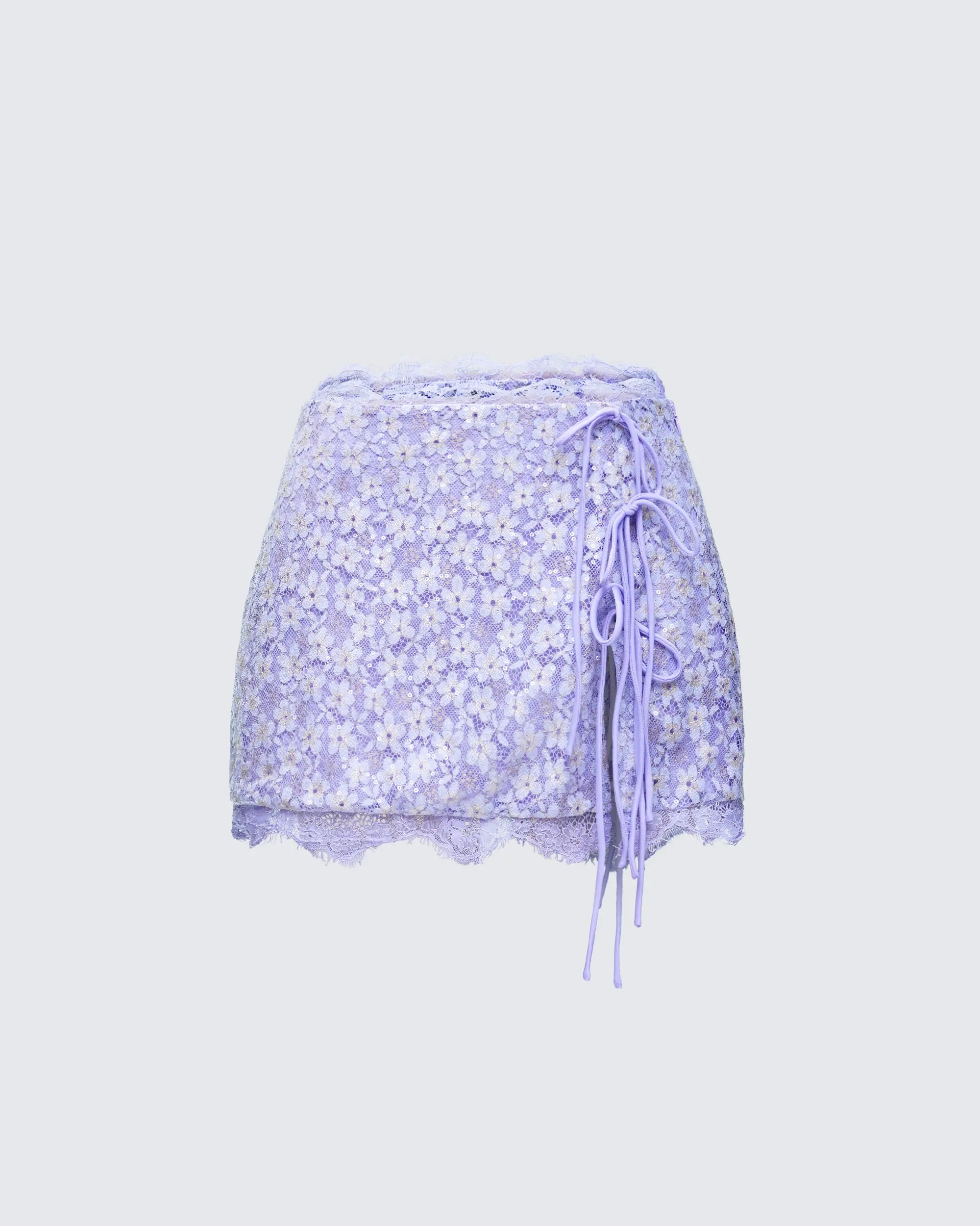 Lucille Purple Sequin Tie Mini Skirt