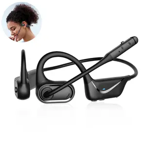 HT03 Bluetooth Air Conduction Headset with Mic, For Trucker Drivers, Open Ear Wireless Headphones with Bluetooth 5.1/Mute Function/aptX-HD/LL, for Online Meeting/Online Teaching/Office Home Business/Driving