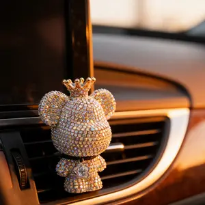 Full Drill Crown Violent Bear Car Decoration Keychain, Standing Bear Ornament, Air Vent Bear, Car Accessories, No Ca Prop 65