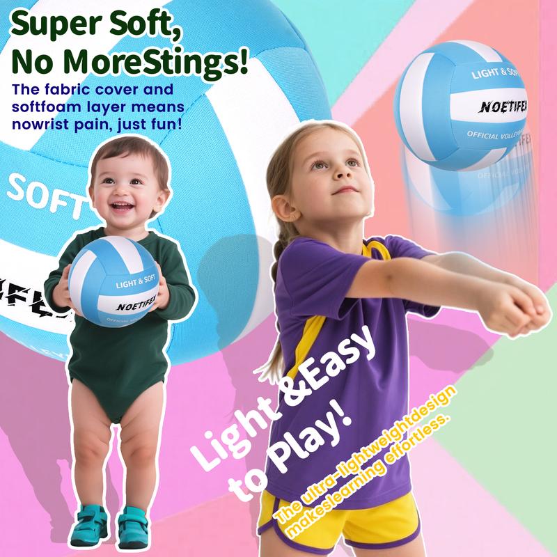 Soft Volleyball-Super Soft Fabric Light Volleyball for Indoor Practice Safe and Quiet Kids Youth Beginners House Yard Training Practice Games(Deflated) indoor outdoor gift