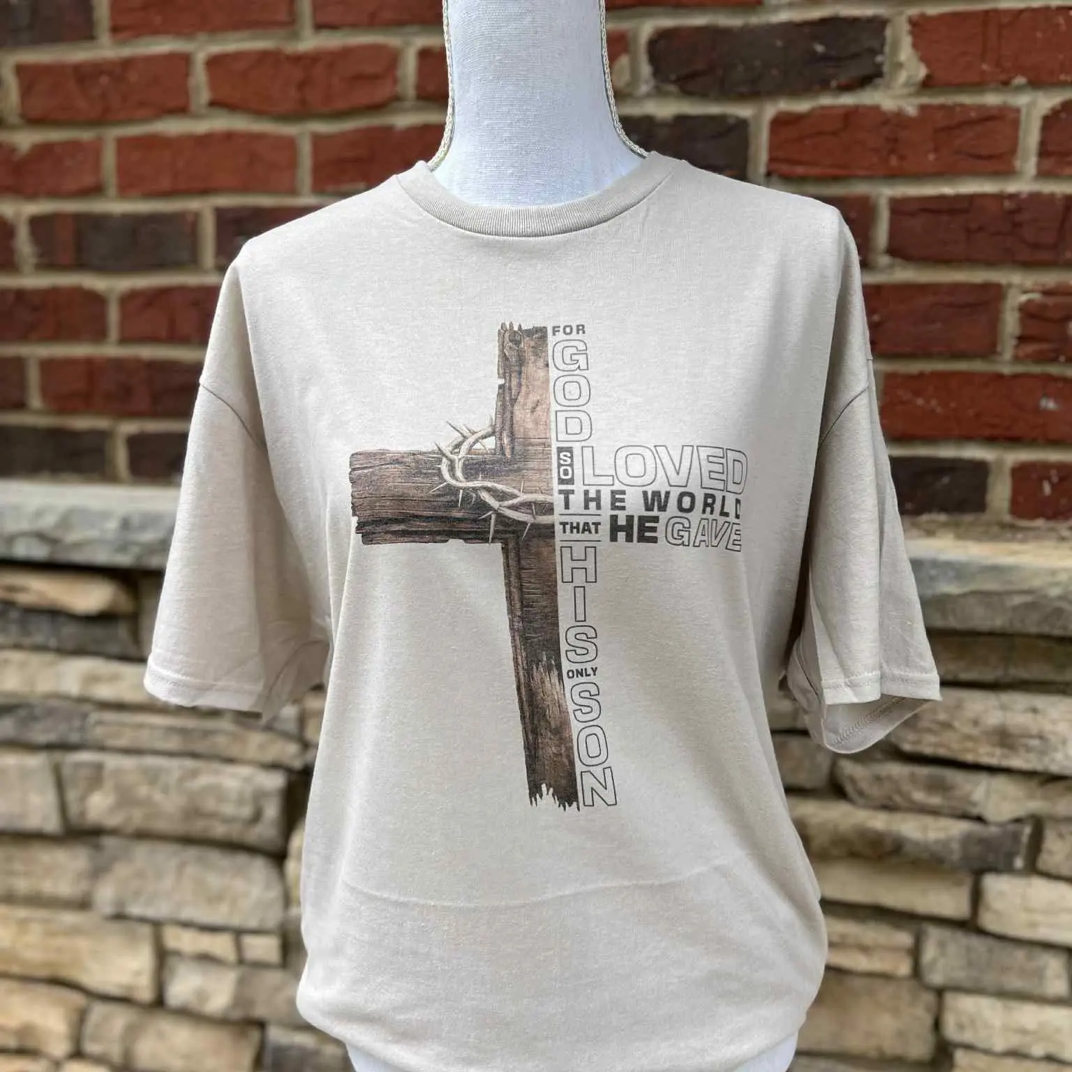 Wood Cross with Crown - Sand