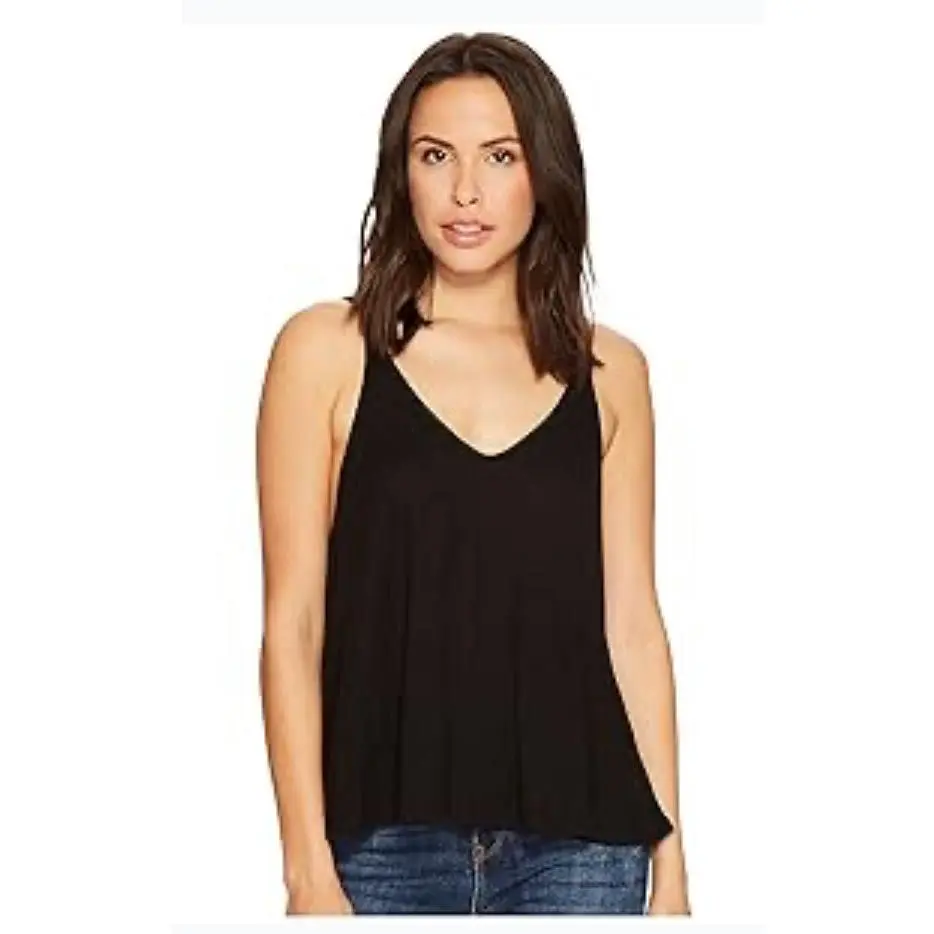 Free People Dani Tank Top for Women - Thin Shoulder Straps with Sleeveless Construction, and Lightweight Slouchy Fit Tank Black 2XS (Women's 00) One Size