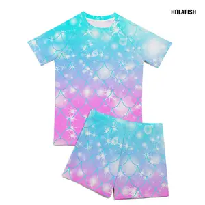 Holafish Two-Piece Fashion Girls Swimsuits Set Bathing Suit Quick-Dry for Summer Beach Swimwear Shorts Swimsuit Set