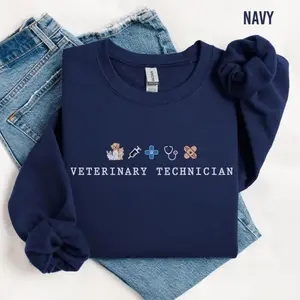 Vet Tech Sweatshirt Unisex, Cute Veterinary Technician Crewneck, Veterinary Medicine Graduation & Hospital Staff Gift