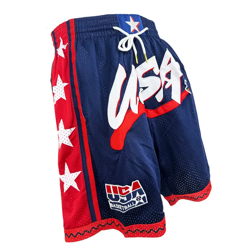 2024 USA Basketball shorts Sewing embroidery Four pockets Outdoor sports beach pants Cheap High Quality Blue WHite Red 1992 Gym Outfits