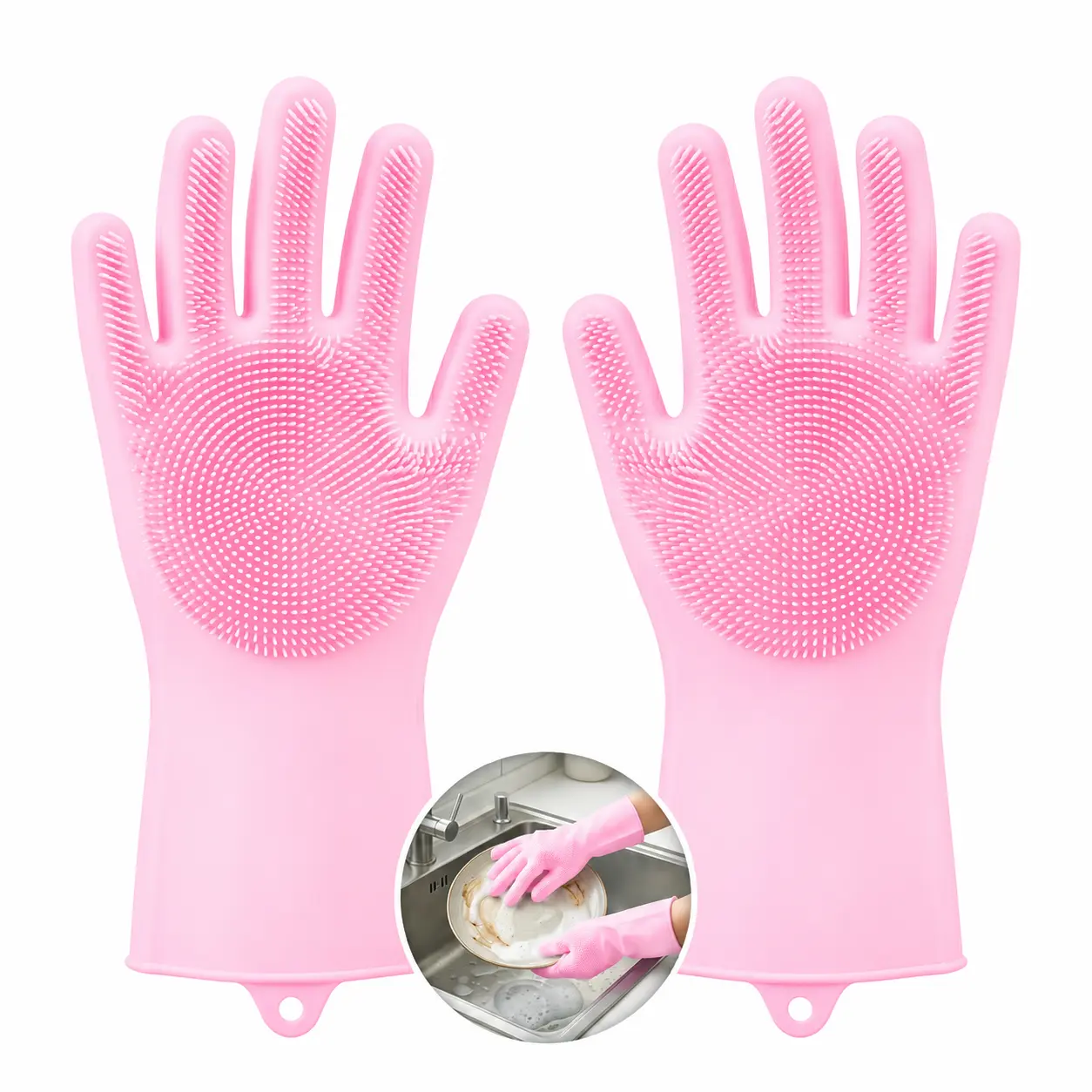 Kitchen Dishwashing Gloves for Washing Dishes – Reusable Silicone Cleaning Gloves for Kitchen, Bathroom & Car Cleaning – Waterproof Household Hand Gloves for Women, Home Essentials
