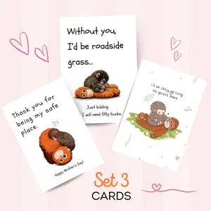 Punch Monkey Viral Mother's Day Greeting Card - Cute baby monkey card - Mother's Day Card For Mum/Mom, Appreciation Thank You Note for Birthday, Best Bonus Mom Ever Card