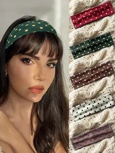 Vintage Polka Dot Print Wide Hairband, High-End Fashion Sporty Sweat-Wicking Elastic Headband, 1pc Best-Selling