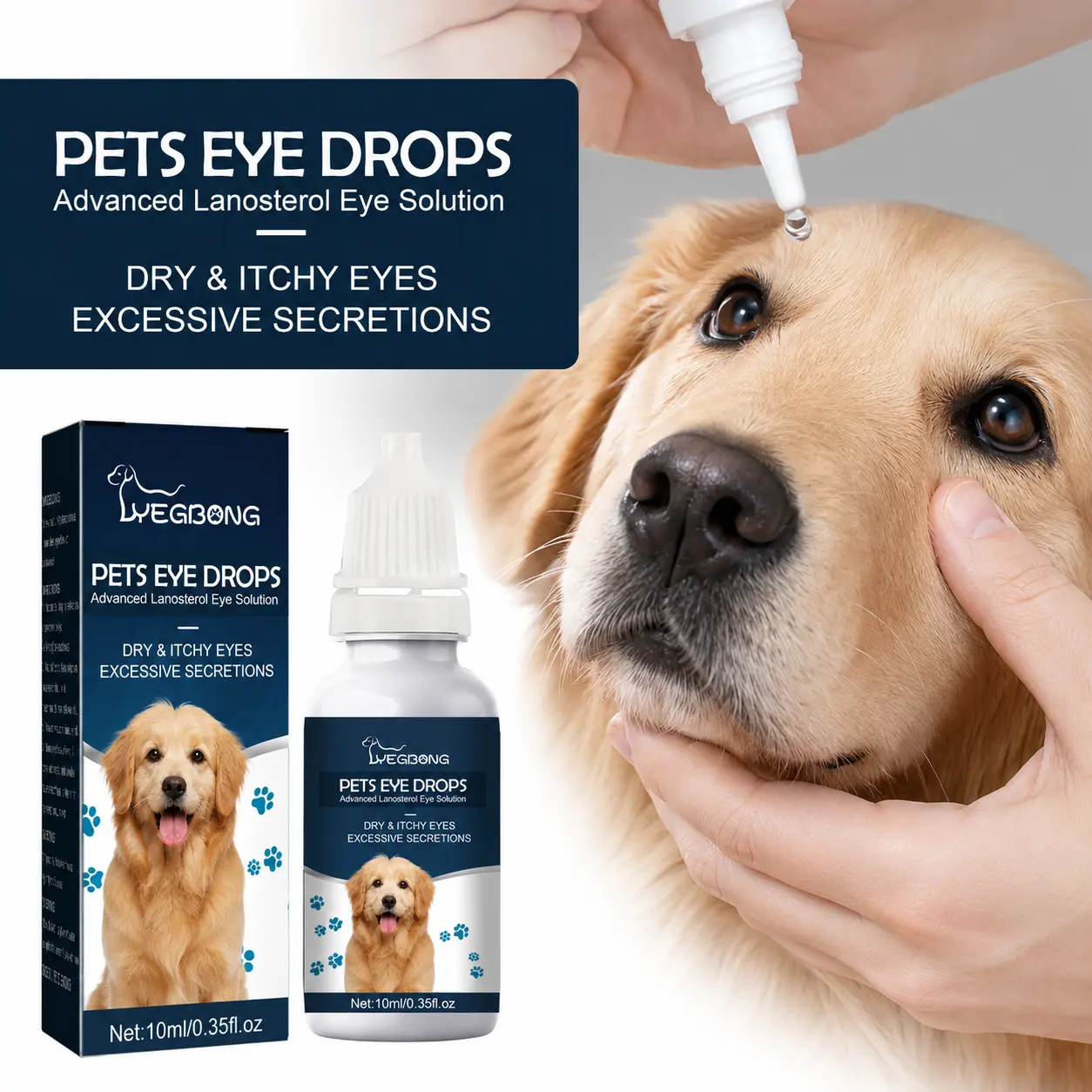 Yegbong Pet Eye Drops - Cat and Dog Eye Wiping Remedy to Alleviate Eye Itching and Clean Eye Drops