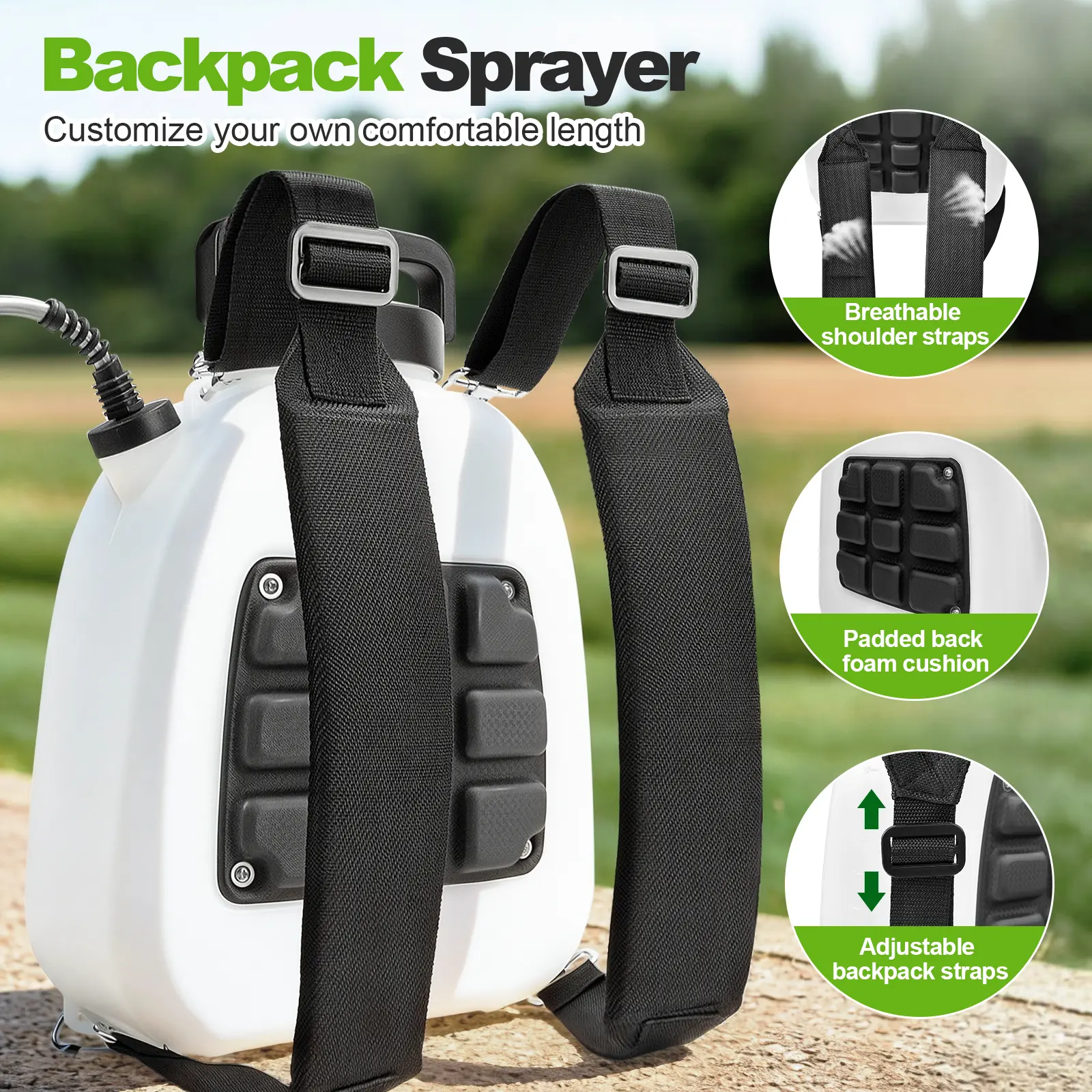 3.2 Gallon Battery Powered Backpack Sprayer, Upgraded Electric Back Pack Sprayer with 3 Spray Speed, Battery Indicator, Rechargeable Handle, 41" Telescopic Wand, 5 Mist Nozzles, for Lawn and Garden