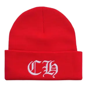 Chrome Hearts Embroidered CH Logo Beanie Red White
