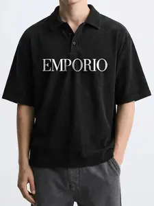 Summer Men's Snowflake Waffle Polo Short Sleeve, Casual Fitted Shirt, Random Print, All Seasons, Simple English Style