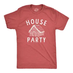 Mens House Party T Shirt Funny Xmas Gingerbread Cookie Decoration Joke Tee for Guys Mens Funny T Shirts Cool Vintage Fashion T-Shirt Gift Classic Menswear Christmas Apparel for Men Funny Sarcastic Short Sleeve Red -