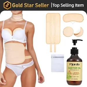 6 counts Castor Oil Pack Wrap Kit for Waist, Neck, and Chest - Reusable Flannel Wraps for Liver Detox, Adjustable Elastic Strap, Daily Body Care 10 fl.oz