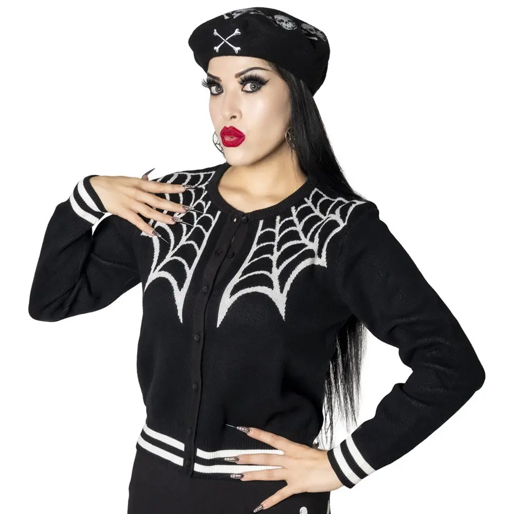 Spiderweb White Cardigan Style Knitwear