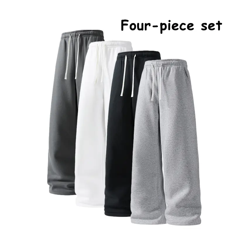 Men’s Summer Straight-Leg Sweatpants, Trendy Versatile Sports Pants, 4-Pack Casual Long Pants