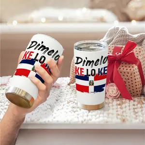 1pc 600ml Dominican Republic Flag and  Dimelo KE LO KE  Pattern 304 stainless steel large capacity travel mug. 20oz insulated water bottle. chairs ideal for Dominican Republic lovers and as a lively gift.