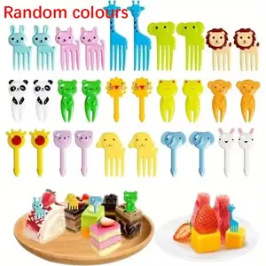 30pcs Random Animal Shape Forks, Reusable Cute Cartoon Fruit Picks, Salad Forks, Bento Box Accessories, Dessert Utensils, Small Forks