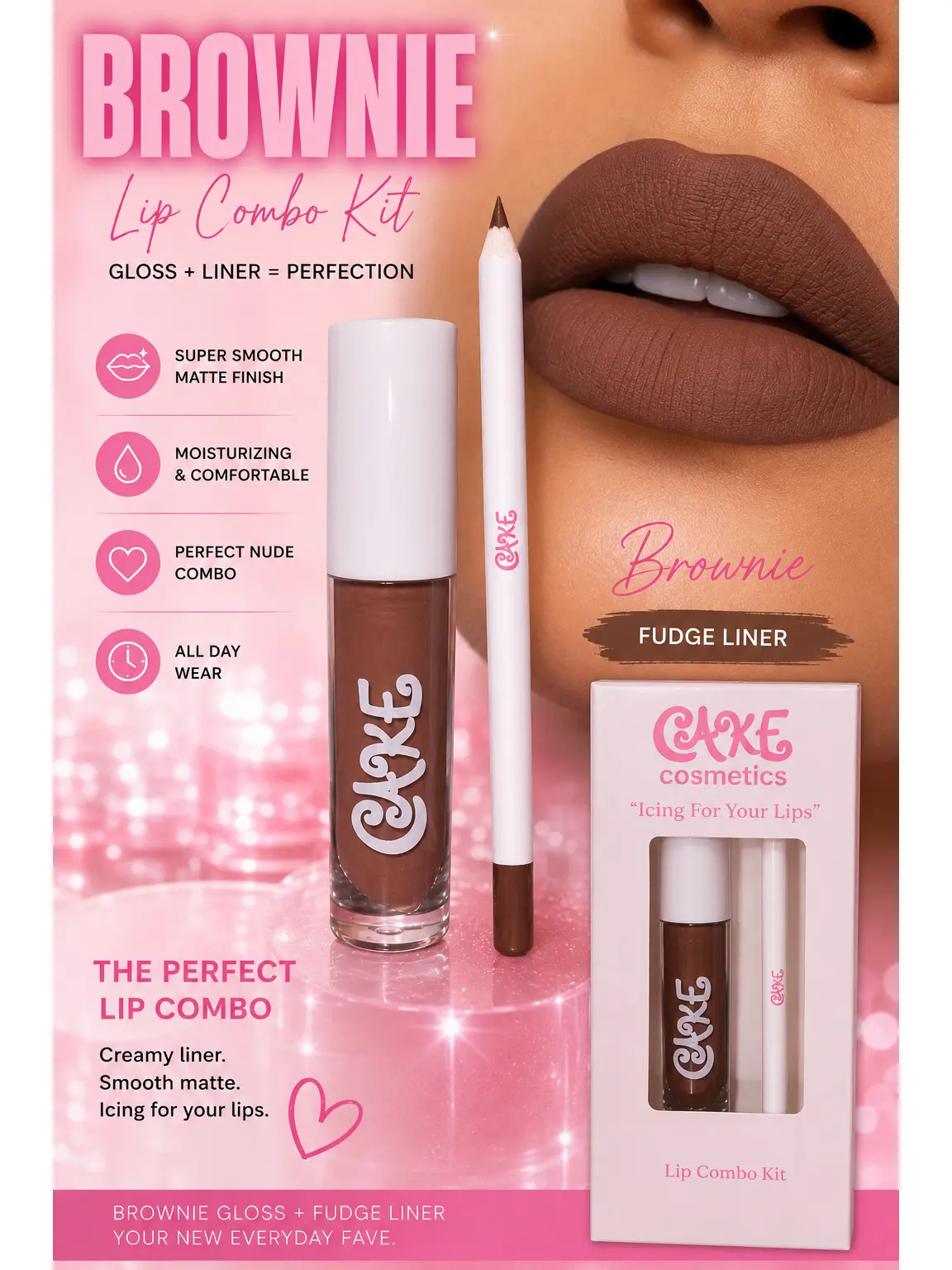 BROWNIE Lip Kit - matte lipstick lips gloss beauty makeup Lipgloss