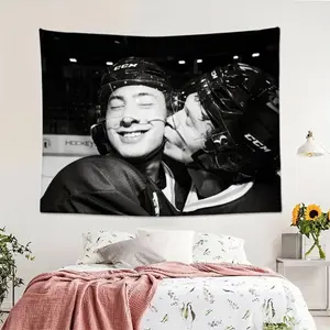 Retro heated competitive flag. High-quality polyester fabric wall hanging. Ilya Rozanov, Sean Holland. Artwork wall decoration. Suitable for university dormitories and men-only spaces. Fixed color scheme decoration. Modern stripe design.