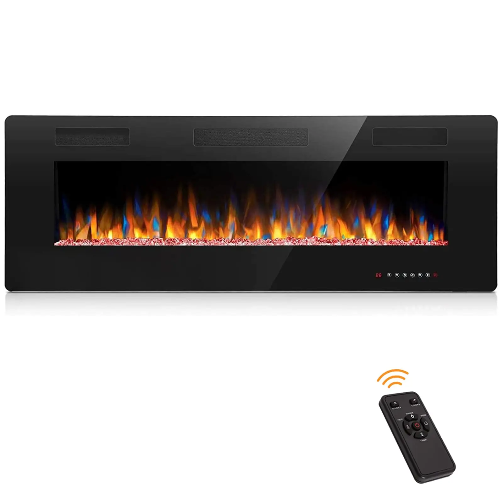 COWSAR Electric Fireplace Inserts, in-Wall Recessed and Wall Mounted 750/1500W Fireplace Heater, Touch Screen, Remote Control with Timer, Adjustable F