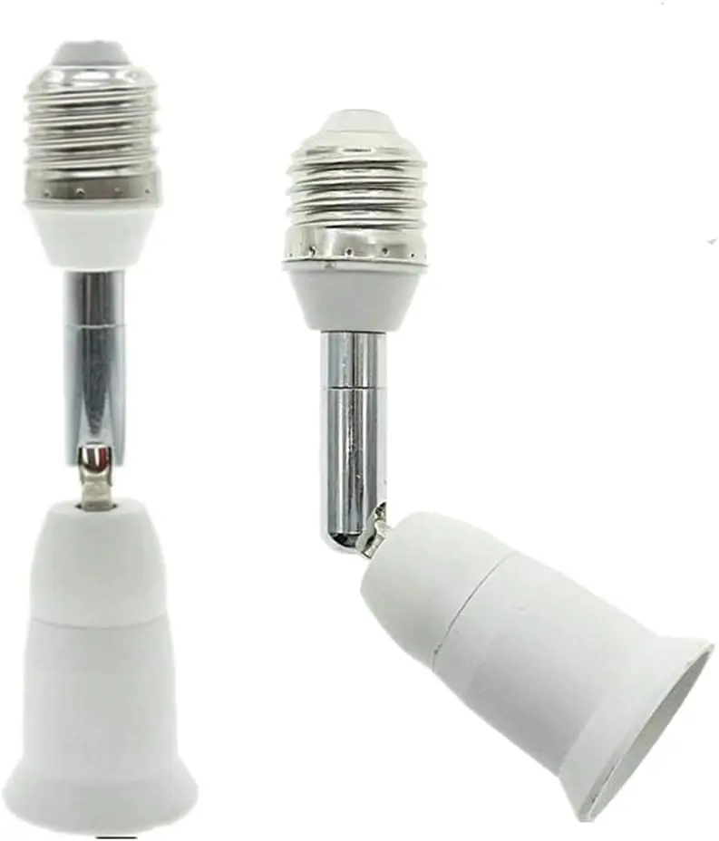 E26/E27 Light Socket Extender, 4.5 Inch Extension,Adjustable Vertical 90Horizontal 360, 100V - 250V, Max 150W, Medium Screw Base Light Converter Socket Extender,2-Pack