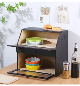 Wooden Bread Storage Cabinet Multi-Purpose Dining Table Tea Set Small Kitchen Bowl Chopstick Nanzhu Stationery Organizer Containers Utensils Line 40.1CM x 16.5CM x 38CM