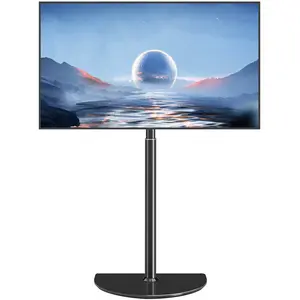Rfiver 55 to 65 inch TV Stand Swivel TV Floor Stand with Black Semicircle Base