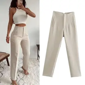 Fashion Office Women's High Waist Pants Formal Pants Office Set Pencil Pants Black Pink White Women's Pants