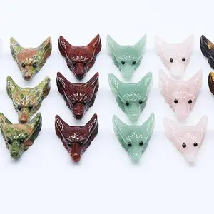 Fox Head Pendant Carved Nature Crystal Fox Head Pendant