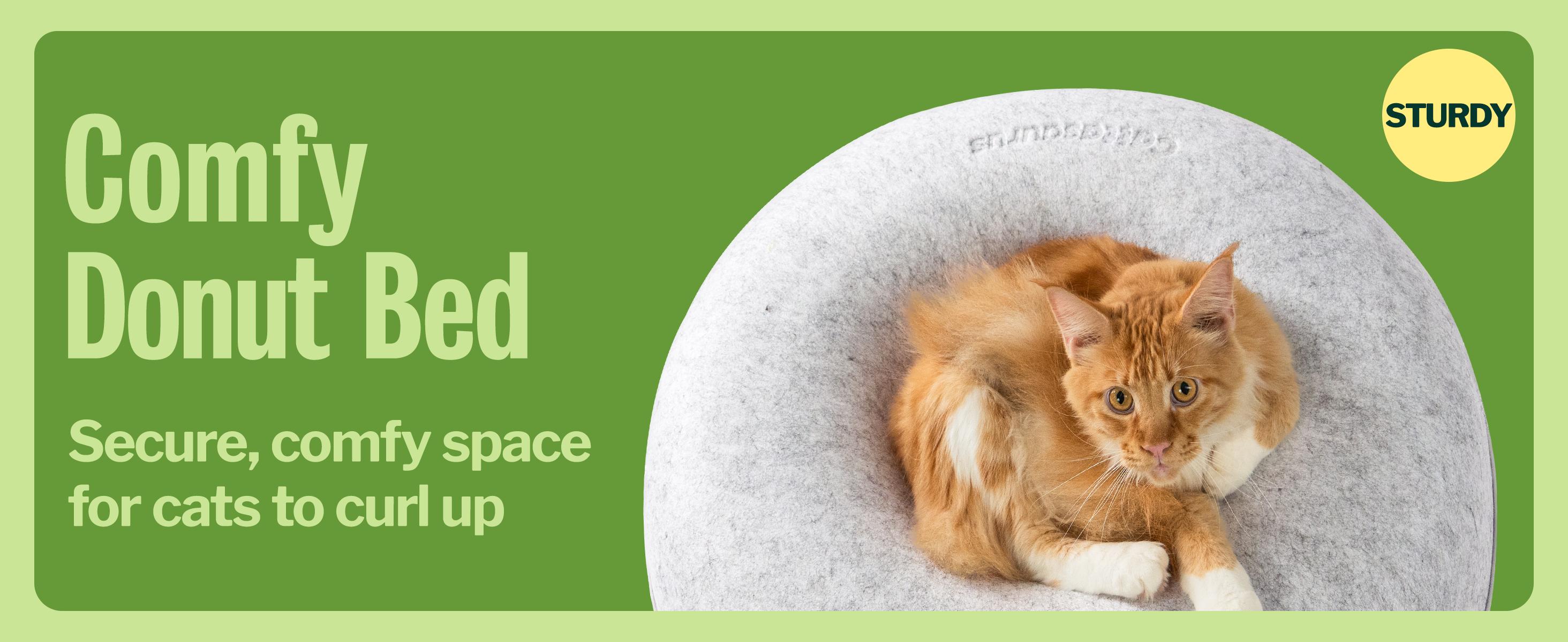CATTASAURUS Peekaboo Cat Cave for Multiple & Large Cats Up to 30-45 Lbs, Scratch Detachable & Washable Tunnel Bed, Comfy Donut Cat Cave