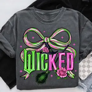 Retro Pink And Green Coquette Wicked Tshirt, Wizard Of Oz Witches Shirt, Flying Monkey Graphic Tee