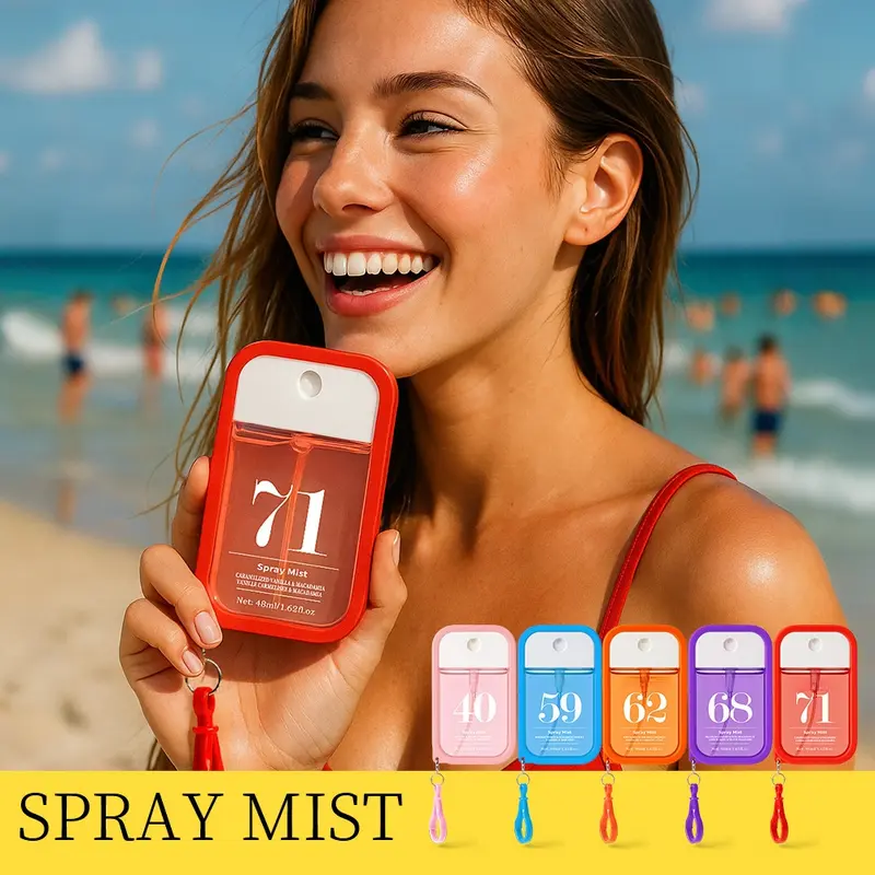 Portable Card-Type Fragrance Spray Mist 48ml, Pocket Perfume with Hook in 5 Scents, Long-Lasting & Fine Atomization, Natural Fresh Fragrance, Easy to Carry, Suitable for Daily Use, an Ideal Gift for Festivals