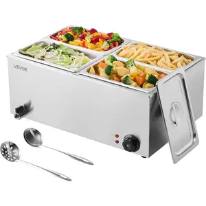 VEVOR 6 - Pan Commercial Food Warmer, 24QT Electric Steam Table, 1200W Professional Countertop Stainless Steel Buffet Bain Marie with 86 - 185F Temp Control for Catering and Restaurants, SilverVEVOR Super Brand Day