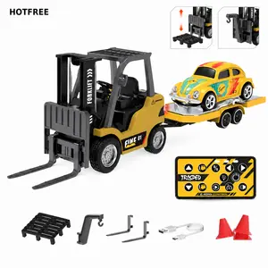 Hotfree 1/64 Mini RC Forklift Truck – 11 Channel, 2.4GHz APP & Remote Control, USB-C Rechargeable Alloy Construction, Mini Car Toy, 2-in-1 Fork & Hook, Birthday Christmas Gift for Kids & Adults