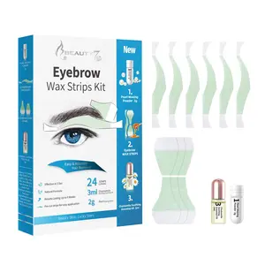 Beauty7 Men's Eyebrow Wax Strips Facial Wax Strips Hair Removal at Home Waxing Strips 24 pcs with Pearl Powder Essential Oil for Sensitive All Skin Types for Men