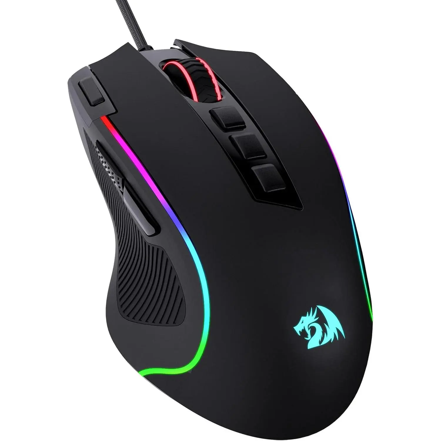 M612 RGB Wired Gaming Mouse - 8000 DPI Optical Sensor, 11 Programmable Buttons, 5 Backlit Modes, Software-Supported DIY Keybinds, Rapid Fire Button, Rubber Skin-Friendly Grip