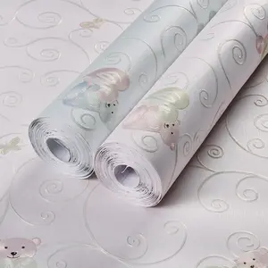 Self-Adhesive Cartoon Bear Wallpaper, Cute Bedroom Background Wall Sticker, Cozy Home Decor, Easy to Apply, Perfect for Kids' Rooms, Peel And Stick Wallpaper Designs, Decorative Wallpaper