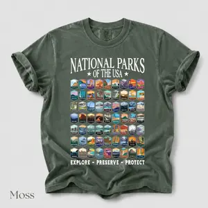 Comfort Colors National Parks T Shirt, US National Park Camping Tee, Nature Lover Hiking Shirt, Retro Summer Graphic Tee, Outdoor Adventure Outfit