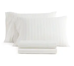 Martha Stewart Francesca Stripe White/Beige Twin Sheet Set
