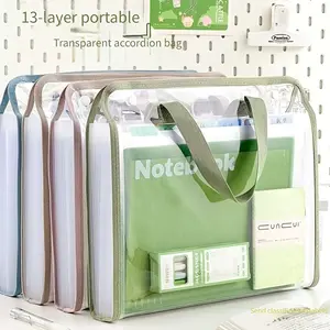 The portable PVC organ folder has 13 pockets, suitable for A4 envelope size, suitable for storing test papers and important documents, and suitable for families, schools and offices, Files Organizer, Office Accessories
