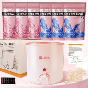 Beginner All-In-One Wax Pot Set, Home Waxing Kit, Fast Heating Wax Pot, Wax Warmer Machine with Hard Wax Beads, Application Tools & Cleaning Wipes, Easy Hair Removal