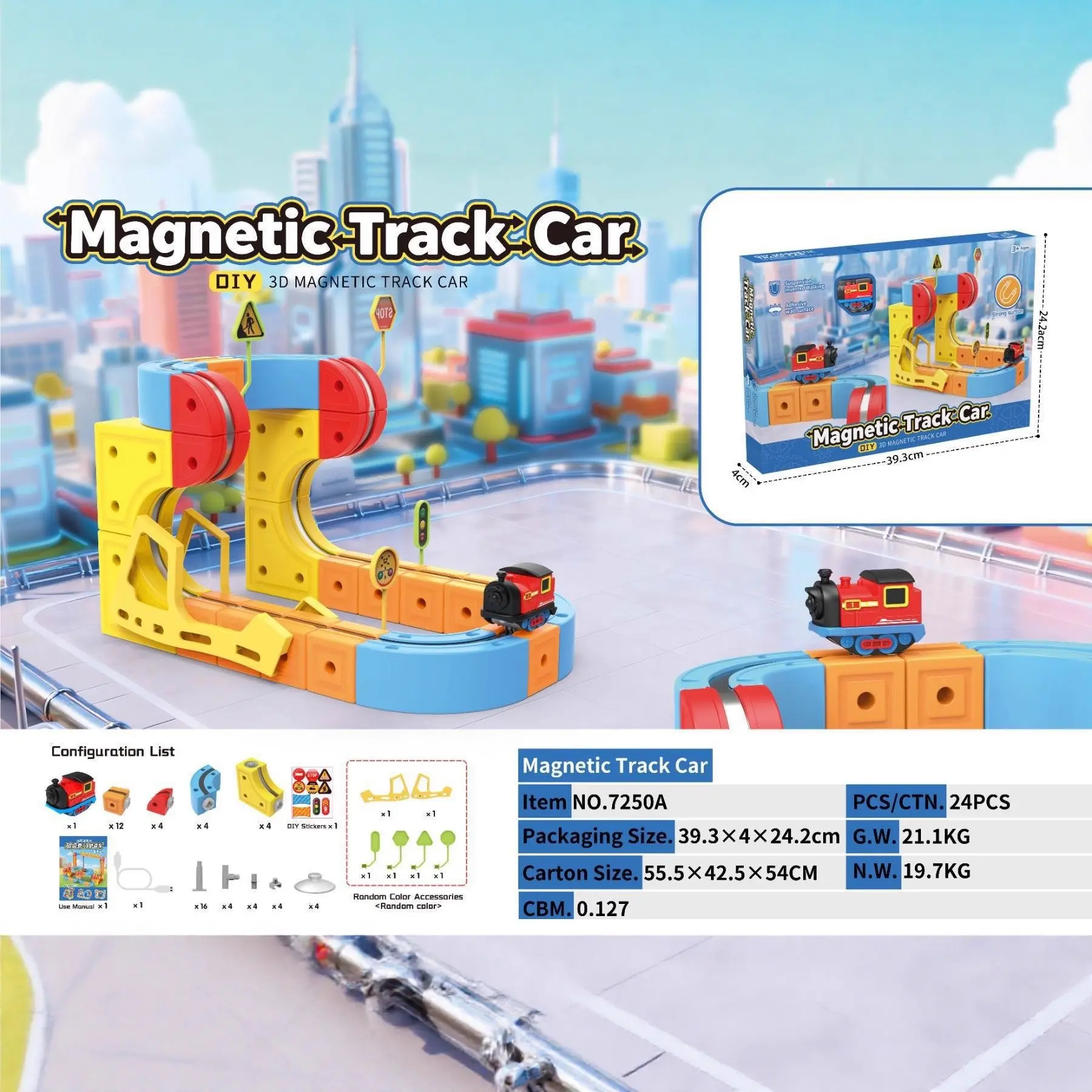 SKYQITIAN Magnetic Track Car STEM Education Toy - 3D Building Blocks, Engineering Track, Unisex Kids’ Toy for Spatial Reasoning Development, Ideal Gift for Aspiring Engineers