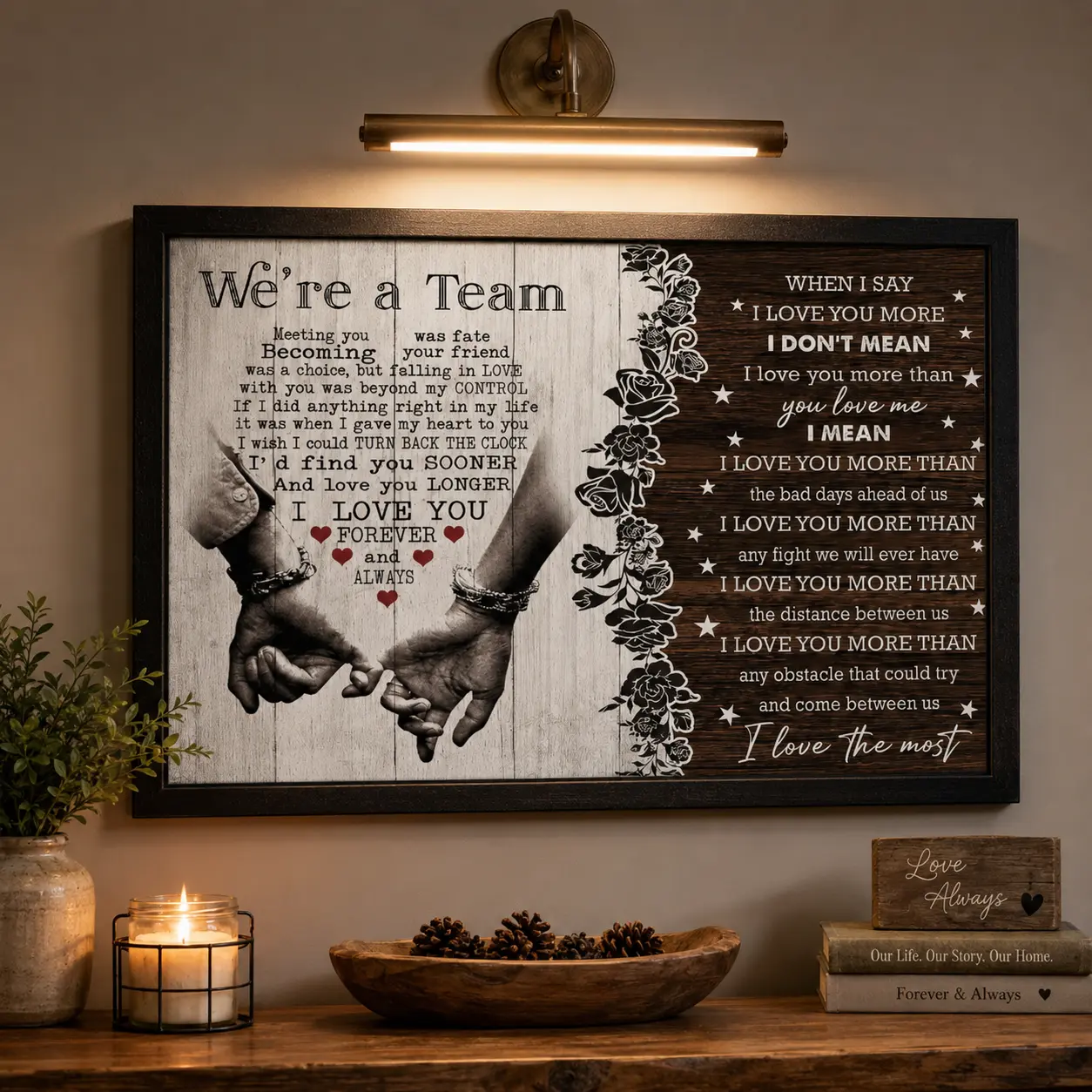 Personalized Couple Love Canvas Print Poster - Custom Name Wall Decoration for Spouses, Bedroom Home Decor - Eco-Friendly, Fade Resistant, UV Protected Artwork (Christmas Birthday Anniversary Gift)
