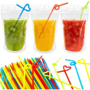100 Drink Pouches with Straw Holes Reclosable Freezable Juice & Liquor Pouches for Adults Suitable for Hot/Cold Drinks